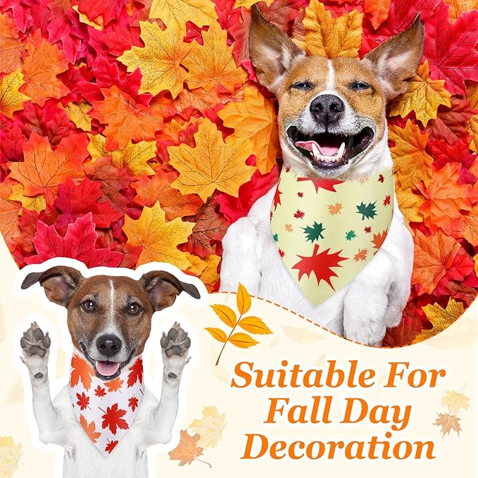 Abbylike 200 Pcs Maple Leaves Dog Bandana Bulk Forest Style Bandana for Dogs Triangle Kerchief Bib Scarf for Pets Party Costume Photo Props Accessories Pet Shops Adoption Event, 25 Styles
