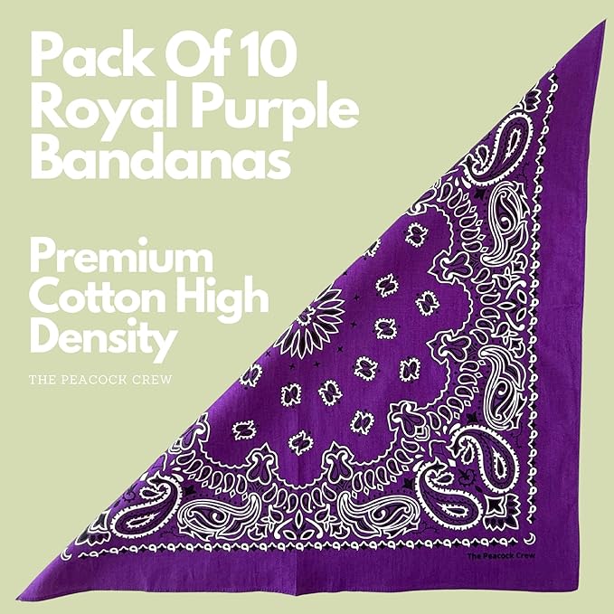The Peacock Crew Premium Soft Cotton Bandanas Pack for Men and Women Paisley 22 x 22 inches