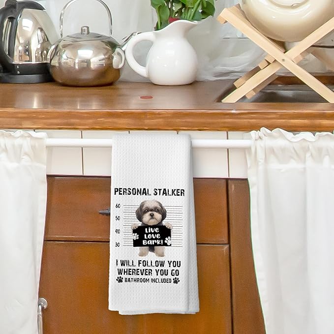 Funny Shih Tzu Kitchen Dish Towels, Shih Tzu Gifts, Funny Dog Bathroom Decor, Shihtzu Gifts for Women, Dog Mom Gift Hand Towels Kitchen Tea Towel Decorations, 16x24inch
