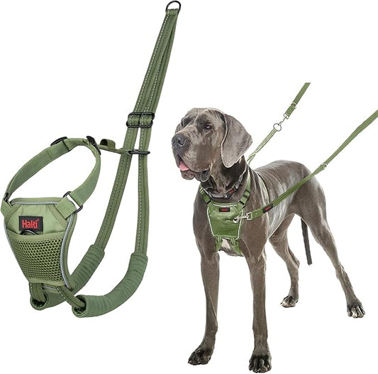Halti No Pull Harness - Stop Your Dog Pulling on The Leash. Adjustable, Lightweight and Easy to Use. Reflective Dog Training Harness for Large Dogs (Size L, Forest Green)