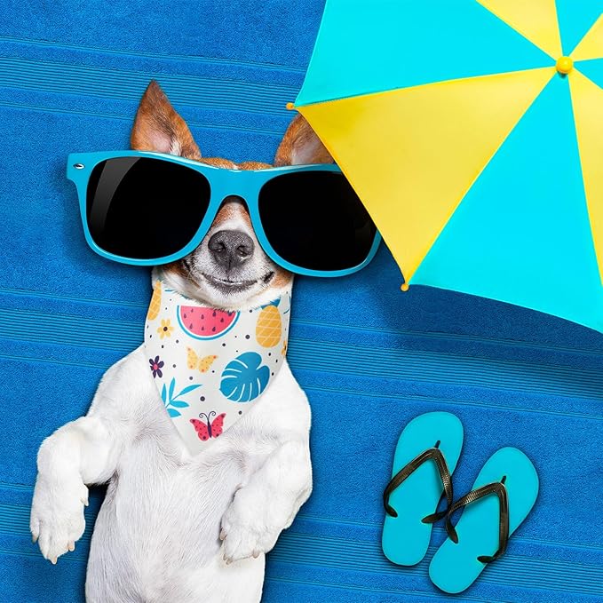 Weewooday 50 Pcs Fruit Dog Bandanas Bulk for Summer Soft Bibs Adjustable Triangle pet Bandana for Small Medium Large Costume(Fruits Pattern, 19.7 x 13.8 x 13.8 Inch)