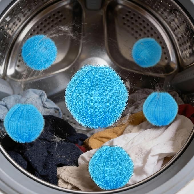 HASHI 12 Pack Pet Hair Remover for Laundry, 2.3 Inch Sky Blue Washing Machine and Dryer Balls, Reusable Dog and Cat Fur Catcher, Gentle on Fabrics Lint Remover for Bedding and Towels