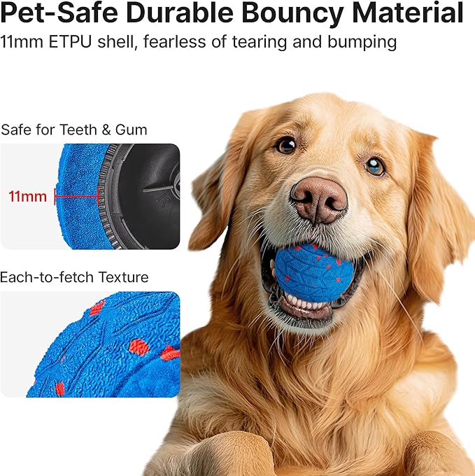Potaroma Dog Toys Ball, Interactive Motion Activated 3 Mode Automatic Bouncing Ball Toys Durable E-TPU Material for Medium/Large Dogs,USB Rechargeable 2.9 Inches