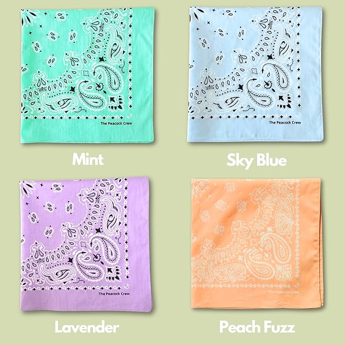 The Peacock Crew Premium Soft Cotton Bandanas Pack for Men and Women Paisley 22 x 22 inches