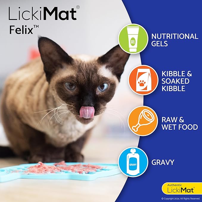 LickiMat Felix, Fish-Shaped Cat Slow Feeders Lick Mat, Boredom Anxiety Reducer; Perfect for Food, Treats, Yogurt, or Peanut Butter. Fun Alternative to a Slow Feed Cat Bowl or Dish, Yellow