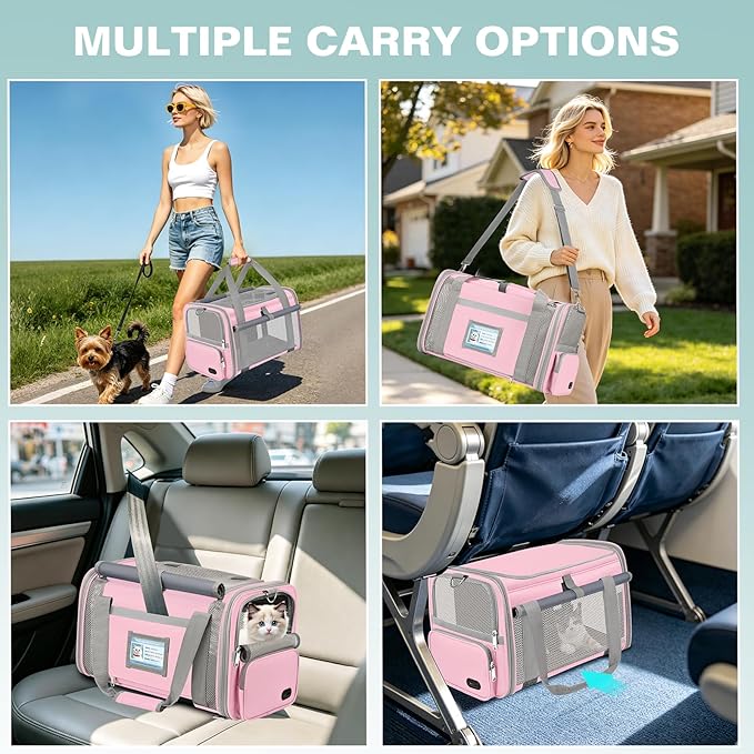 Soft Cat Carrier for Pets Up to 20 Lbs, Collapsible Cat Carrier Bag with Privacy Curtains, Airline Approved Small Pet Carrier for Small Medium Cats Dogs Puppy, Washable Soft Pet Travel Bag Dog Carrier