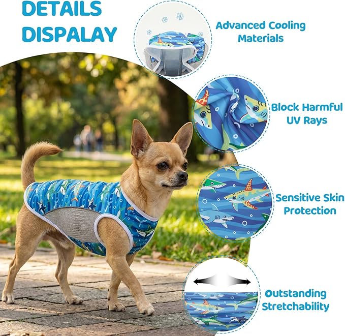 UPF 50+ Sun Protection Dog T-Shirt, 2 Pack Lightweight Sleeveless Dog Vest for Medium Dogs Boy – Reflective Strips, Quick-Dry Pet Apparel, Sports Fan Shirt P23ST00506XXL