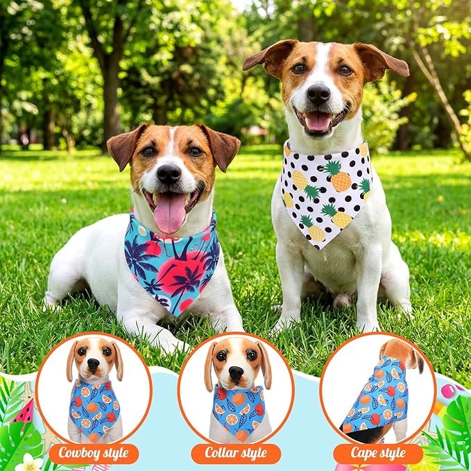 Sanwuta 72 Pcs Dog Bandana Bulk Summer Fruit Washable Puppy Triangle Scarfs Tropical Cat Bandanas Adjustable Soft Cute Pet Triangle Bibs Accessories for Small Medium Dogs Cats Pets Costume
