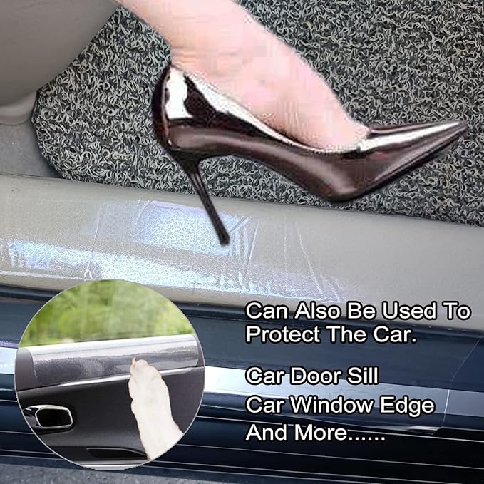 KEBE Door Scratch Protector, Clear Premium Furniture Guard, 118 x 8.4 Inch Cat Dog Scratch Shield Protector, Durable Anti-Scratch Vinyl Door Cover Protects Walls & Furniture