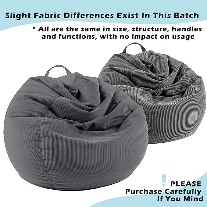 LPMOERA Stuffed Animal Storage Bean Bag Chair Cover (No Filler) For Kids and Adults.Pets Dogs/Cats Lazy Beds.Soft Premium Corduroy Stuffable Bean Bag For Organizing Children Plush Toys or Memory Foam