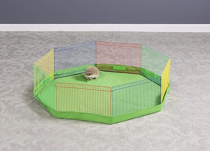 Prevue Pet Products Multi-Color Small Pet Playpen - Animal Pen for Rabbits, Guinea Pigs, Hamsters, Tortoises, Bunny Enclosure, Easy to Assemble, Indoor & Outdoor