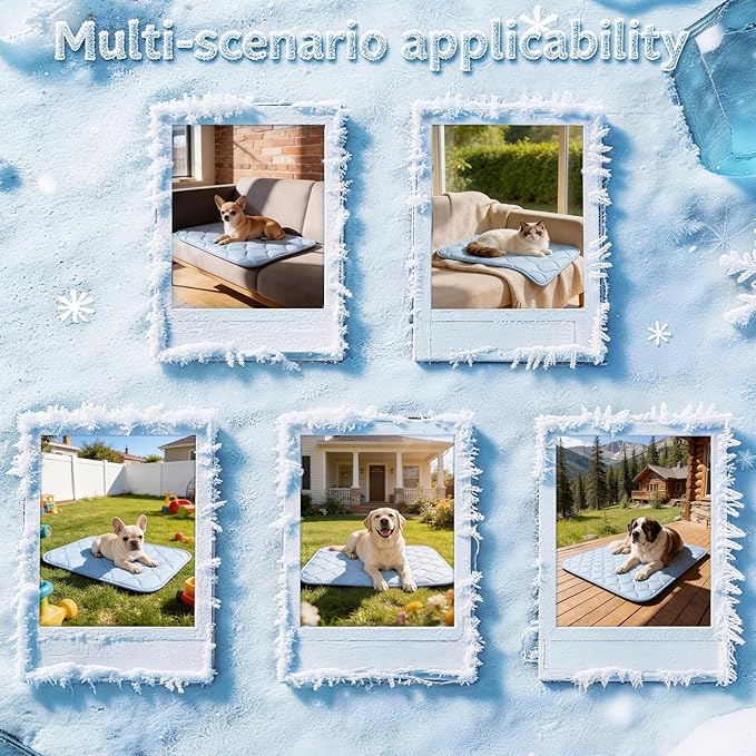 Cooling Mat for Dogs and Cats 24" x 18", Premium Pet Cooling Bed Indoor Outdoor with Waterproof Cover & Ice Silk, Summer Cool Pad for Puppy Kitty, Non-Slip Washable Pet Blanket for Crate Kennel