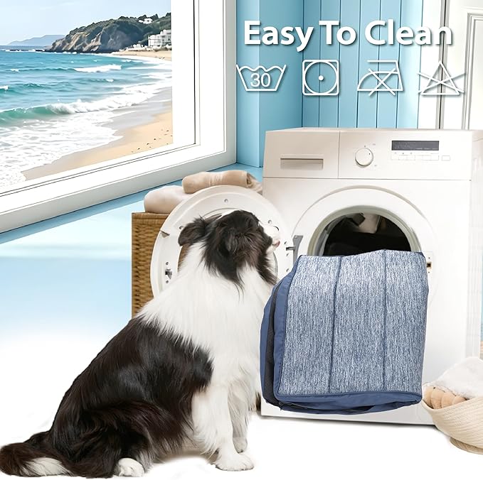 Dog Cooling Mat for Small Dogs - 24x18 Orthopedic Memory Foam Pet Pad for Summer, QMAX>0.5, Washable Premium Comfort Crate Pad for Your Furry Companion, Dark Beige