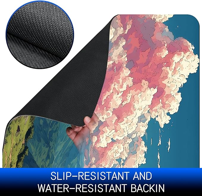 Dog Food Mat, 19.6" x 23.6" Absorbent Pet Feeding Mat for Food and Water, Waterproof Diatom Mud Pet Placemat with Non-Slip Rubber Backing, Cat Bowl Mat for Floors - Pink Cloud Mountain