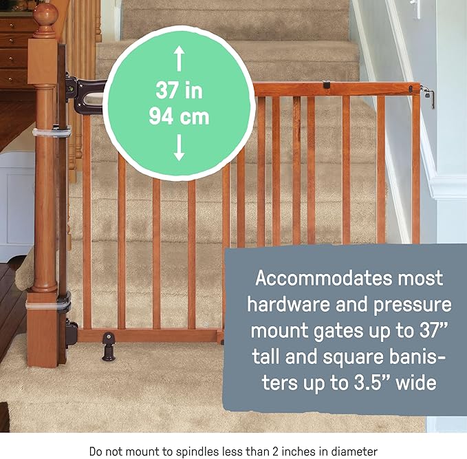Summer Infant Banister to Banister Gate Mounting Kit - Fits Round or Square Banisters, Accommodates Most Hardware & Pressure Mount Baby Gates up to 37” Tall, Gate Sold Separately