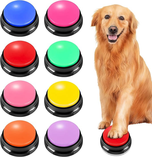 8 Color Dog Buttons for Communication,Voice Recording Button, Pet Training Buzzer, 30 Second Record & Playback, Gift for Dogs/Cats