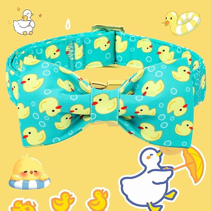 Duck Dog Collar for Boy Dogs, Spring Summer Boy Dog Collar with Bowtie- Adjustable Sailor Bow Small Dog Collars for Male Dogs XS