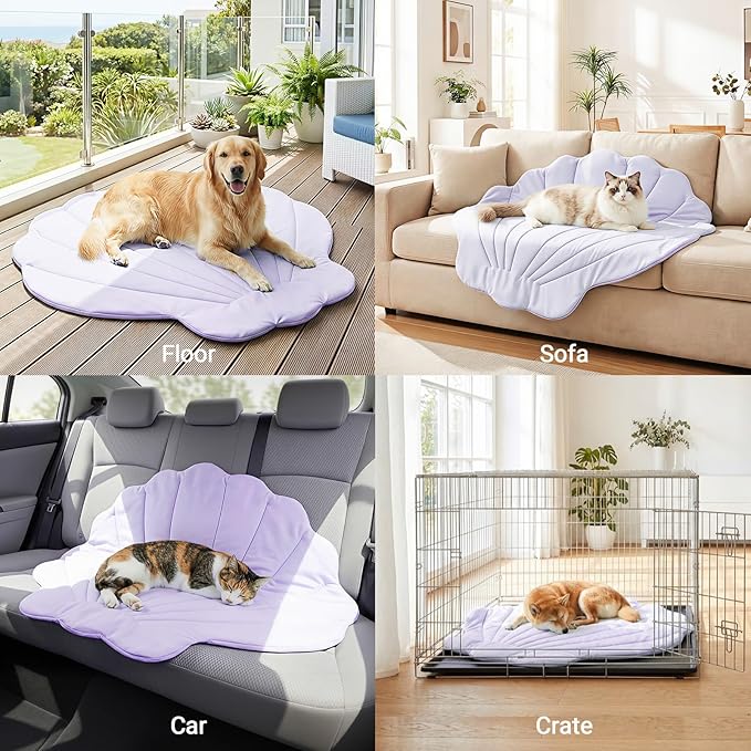 Dog Cooling Mat, 40'' × 40'' Large, Q-Max>0.4 Self-Cooling Mat for Dog, (Cool & Warm) Double-Sided Pet Cool Pads for Summer, Crate, Kennel, Machine Washable,Cat Cool Bed,Non-Gel, Macaron Purple