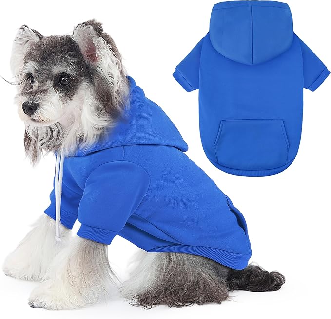 Dog Basic Hoodie Soft Dog Clothes Cold Weather Sweaters for Medium Large Dogs Cozy Fabric Warm Sweatshirt with Leash Hole for Boys (Blue, X-Small (2-5 lbs))