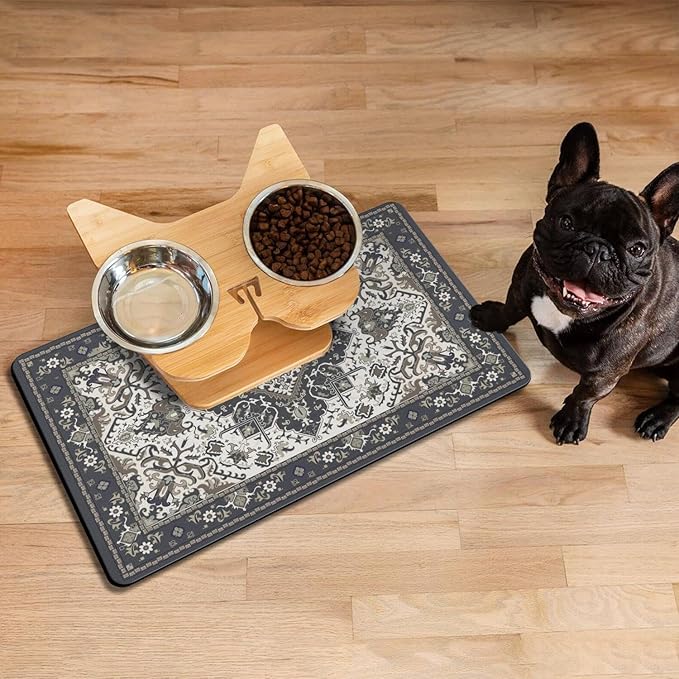 Pet Feeding Mat for Floors Waterproof Dog Mat for Food and Water Absorbent Quick Dry Non Slip mat for Cat Bowls