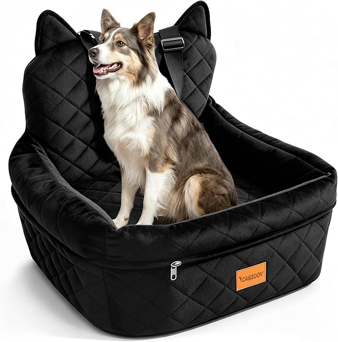 Dog Booster Car Seats for S/M Dogs Up to 35lbs,Pet Car Seat/Travel Bed with Washable&Removable Cover,Storage Pockets,Dog Safety Belt and Elevated Cushion Fits in Front/Back Seat