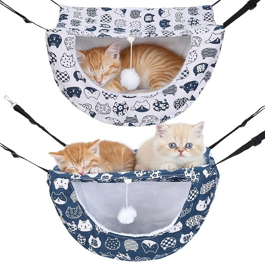 2 Pcs Cat Cage Hammock, Double Layer Soft Hanging Pet Bed for Indoor Cats, Kittens, Ferrets, Rabbits and Small Animals, 2 Styles