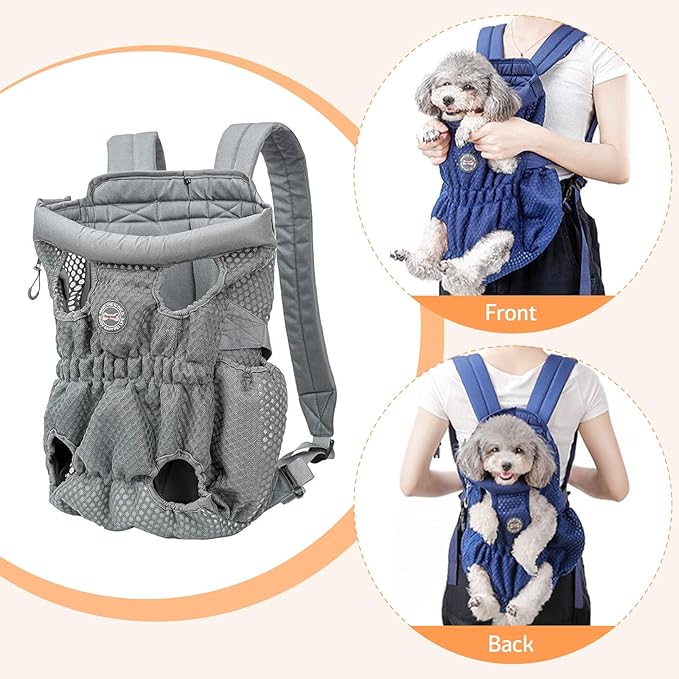 Dog Backpack Carrier Small Dog Backpack, Pet Dog Front Backpack Legs Out Chest Carrier for Small Dogs, Cat Backpack Carrier Dogs Travel Back Pack Hands-Free Hiking Bike Motorcycle (Size:11–19 lbs)