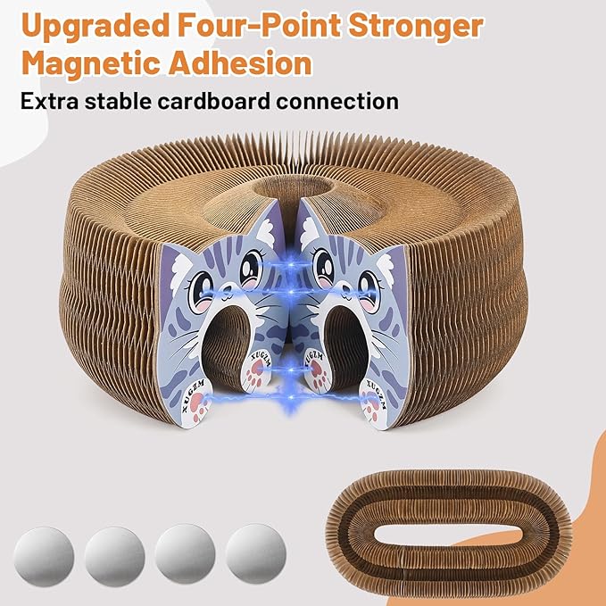 Kitty Kurls Cat Scratcher Toy, Magic Organ Cat Scratching Board Toy for Physical Exercise, Interactive Cardboard Cat Toy for Indoor Kittens/Cats Relieve Boredom, Gray/Brown, S