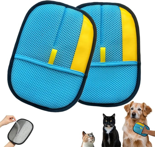 2-Pack Pet Hair Removal Gloves for Cats & Dogs, Reusable Electrostatic Pet Hair Remover Gloves for Furniture, Couch, Clothing & Car Seats