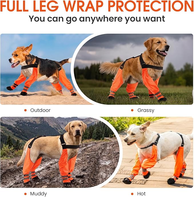 Waterproof Dog Boots for Small Medium Dogs Dog Paw Protectors Dog Suspender Boots Anti-Slip Pet Shoes for Outdoor Walking Stay-On,Dirt-Proof Comfortable Booties