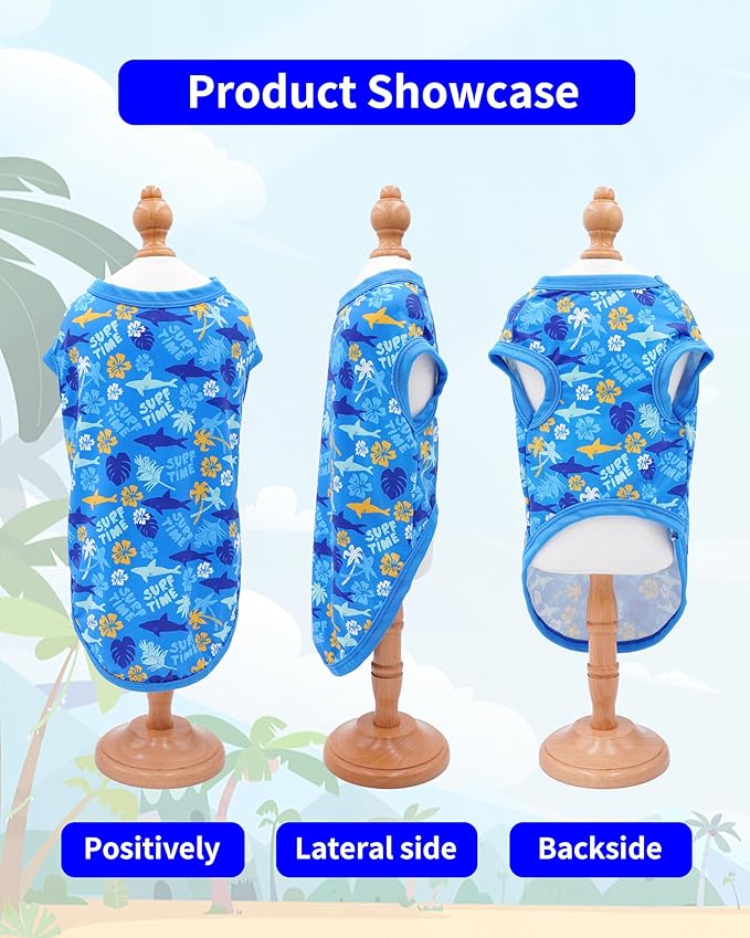 PET SHOW 4 Pack Dog Hawaiian Shirts for Small Doggies UPF 50+ UV Sun Protection Summer Cool Clothes Tank Top Floral Puppy Kitten Cats T-Shirts Pet Holiday Party Sleeveless Vest Boy Girl(X-Small)