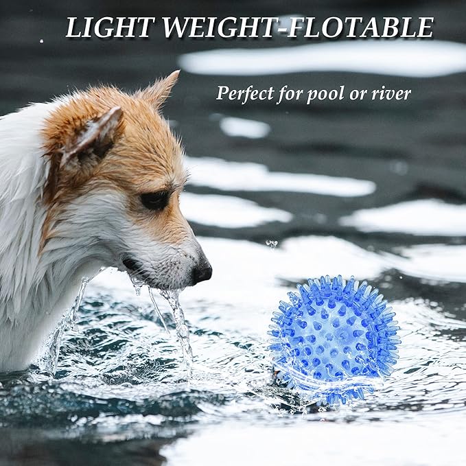 LECHONG 6pack Squeaky Dog Toys Spiky Dog Balls Cleans Teeth and Promotes Dental and Gum Health for Your Pet Squeaker Ball Toys for Aggressive Chewers (S 6PACK)