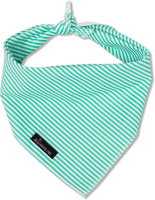 ARING PET Stripe Dog Bandanas, Cute Teal Pet Bandana Scarf Triangle Bib for Small Medium Large Boy Girl Dogs Cats, Puppy Kerchief for Daily Wear Walks Party Photos-S