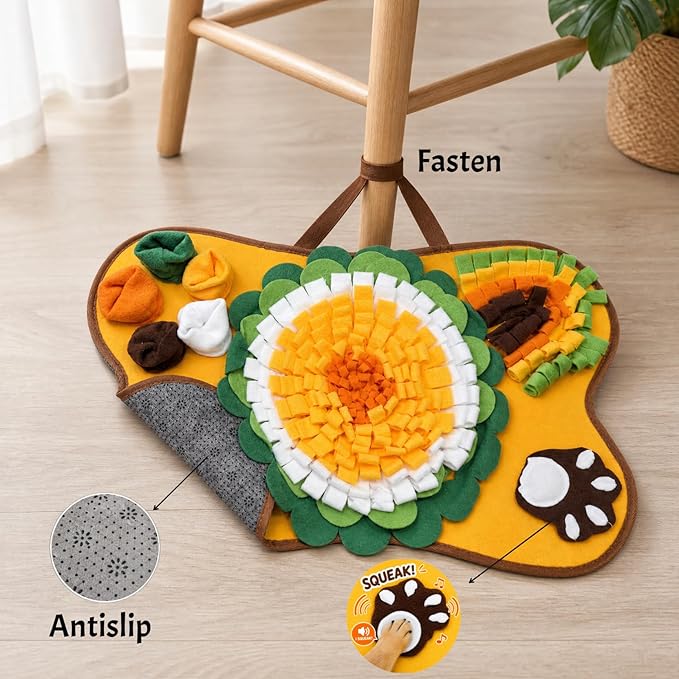 Dog Snuffle Mat Slow Feeder, Interactive Puzzle Feeding Mat for Mental Stimulation, Nosework Toy for Boredom & Anxiety Relief, Foraging Training for Dogs