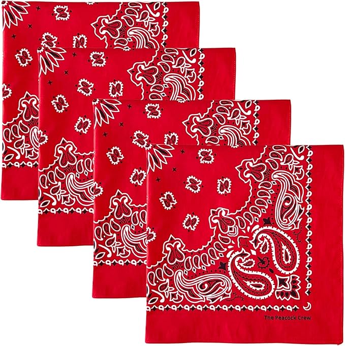 The Peacock Crew Premium Soft Cotton Bandanas Pack for Men and Women Paisley 22 x 22 inches