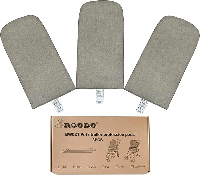 ROODO Pet Stroller Mat,Dog Stroller Cushion,Inner Pad for Exclusive Use,Original,Replaceable,Easy to Clean,Set of 3 pc(Khaki)