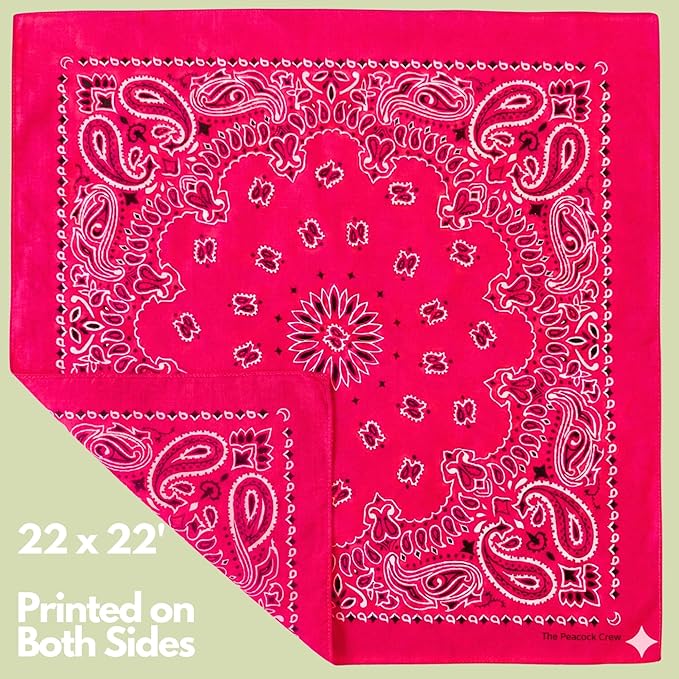 The Peacock Crew Premium Soft Cotton Bandanas Pack for Men and Women Paisley 22 x 22 inches
