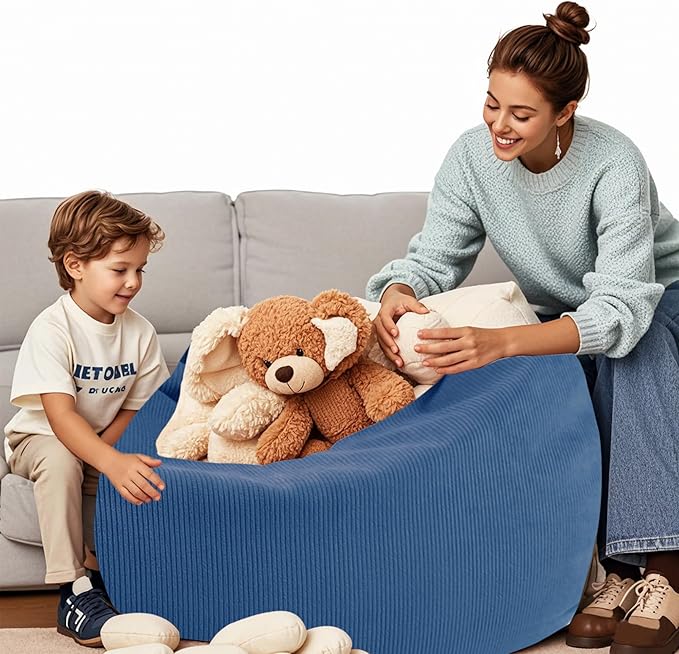 LPMOERA Stuffed Animal Storage Bean Bag Chair Cover (No Filler) For Kids and Adults.Pets Dogs/Cats Lazy Beds.Soft Premium Corduroy Stuffable Bean Bag For Organizing Children Plush Toys or Memory Foam