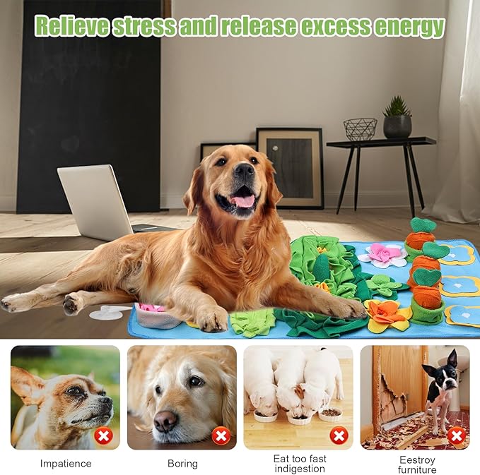 Snuffle Mat for Dogs Large Breed - 32'' X 20'' Washable Durable Sniff Mat for Slow Feeding Training, Enrichment Puzzle Toy for Mental Stimulation & Stress Relief