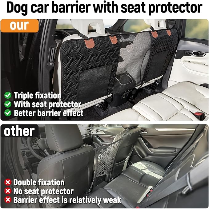 Dog Car Barrier,Dog Net for Car Divider,Pet Barrier with Mesh Organizer,Universal for Car,SUV,Truck