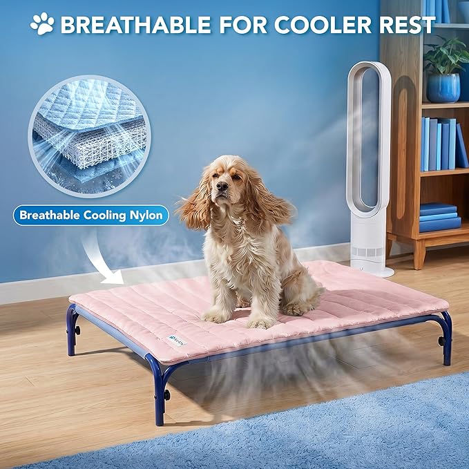 PetAmi Dog Cooling Mat, Q-Max Pet Cooling Blanket with Thick Cushioning, Self Cooling Pad for Dogs & Cats, Reversible Summer Mat for Crate, Couch, Kennel, Pink, Medium (29x40)