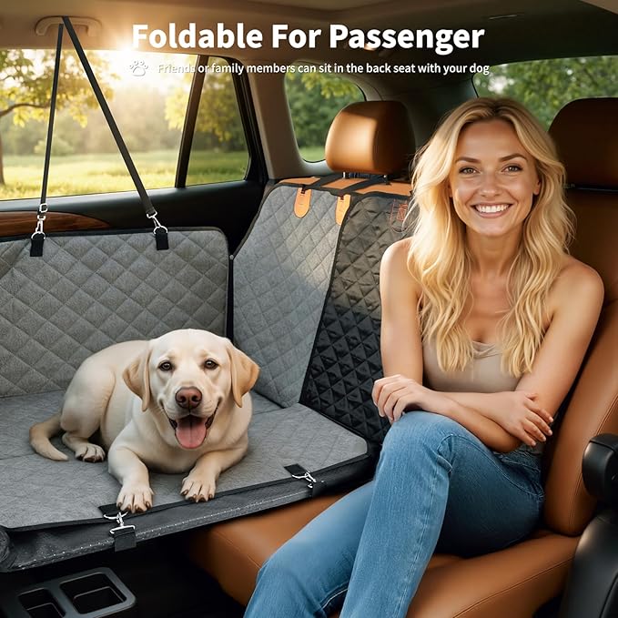 HOTEAGLE Dog Car Seat Cover with 3 Separate Hard Bottom Plates, Ideal for Car/SUV/Small Trucks, Car Seat Covers for Dogs Holds 400lbs, Grey