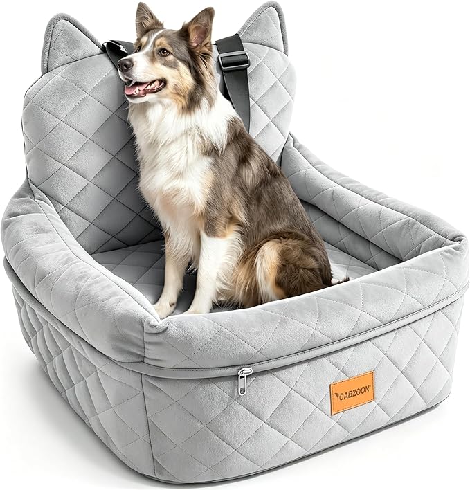 Dog Booster Car Seats for S/M Dogs Up to 35lbs,Pet Car Seat/Travel Bed with Washable&Removable Cover,Storage Pockets,Dog Safety Belt and Elevated Cushion Fits in Front/Back Seat