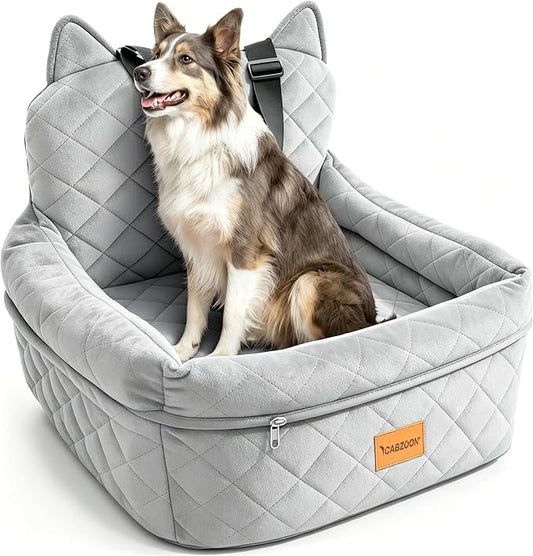 Dog Booster Car Seats for S/M Dogs Up to 35lbs,Pet Car Seat/Travel Bed with Washable&Removable Cover,Storage Pockets,Dog Safety Belt and Elevated Cushion Fits in Front/Back Seat