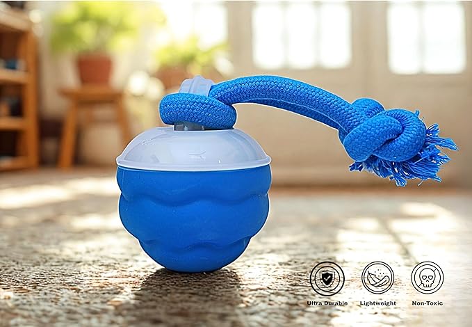 2026 New Interactive Dog Ball [Upgraded Version] - Smart Automatic Rolling Toy with Chew Rope & Sound for Small to Medium Dogs, USB Rechargeable, Durable Dog Stimulation Toy to Keep Them Busy