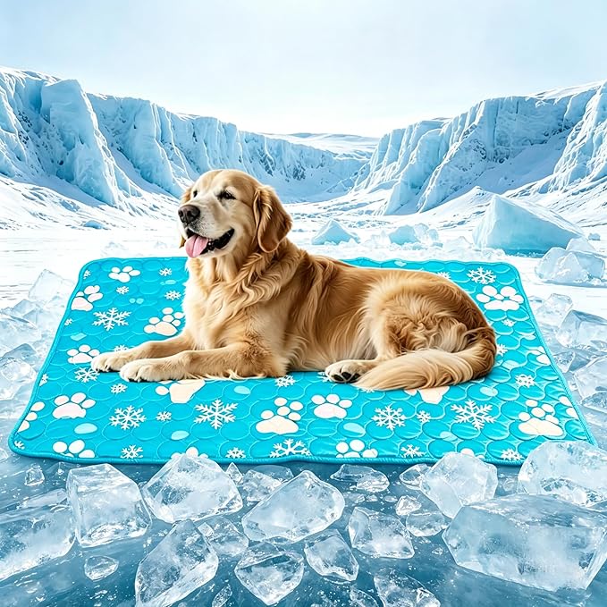Starry Cooling Mat for Dogs Large 28'' X 39'' Dog Cooling Mat Self Coolings Thin Breathable Washable Non Slip Foldable Portable Reusable in Summer Suitable for Indoor Outdoor Blue