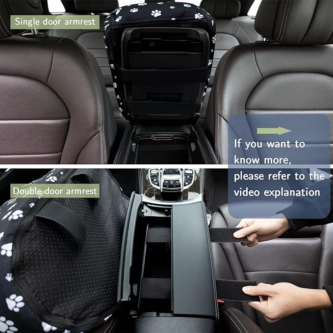Center Console Dog Car Seat Safe Travel for Small Dogs Under 15 lbs Detachable Washable Pet Carrier with Storage Pockets & Safety Leash,Black