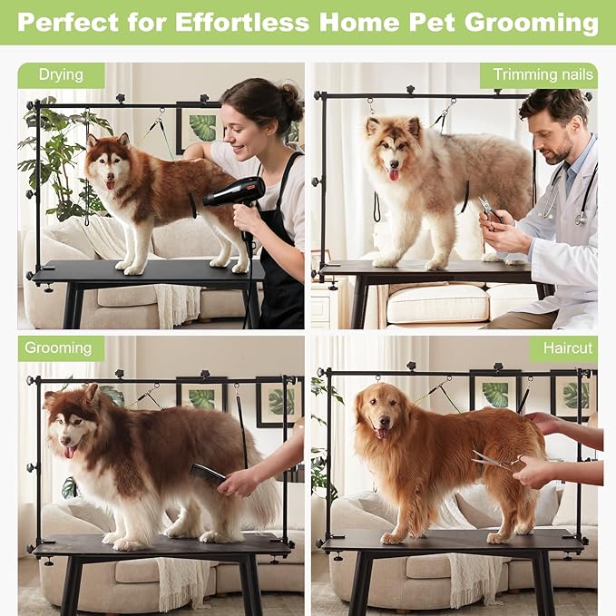 Home Dog Grooming Table Arm Adjustable 37" Height, 35"-51" Width Dog Grooming Arm with Clamp Perfect for Medium & Large Pets(Grooming Table Not Included)