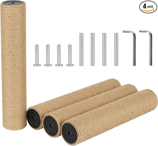 4Pcs 6.8cm 2.7in Diameter Cat Tree Scratching Post Replacement Jute (35cm/13.78in, M8)
