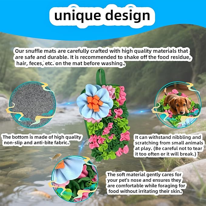 Snuffle Mat for Dogs, Snuffle Mat for Cats Rabbit Foraging Mat Interactive Feed Game Puzzle Toy for Rabbit Bunny Guinea Pigs Chinchillas Ferrets Feeding Mat Bedding Cage Accessories Green